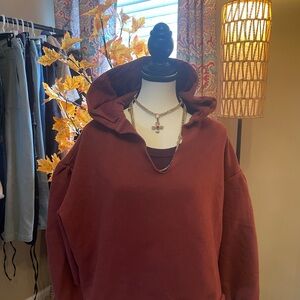 Rust Red Hooded Sweatshirt